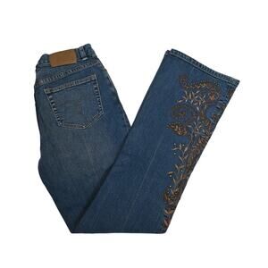 Lauren Jeans Co Premium Womens 2 Vintage Boot Cut Embroidered Jean